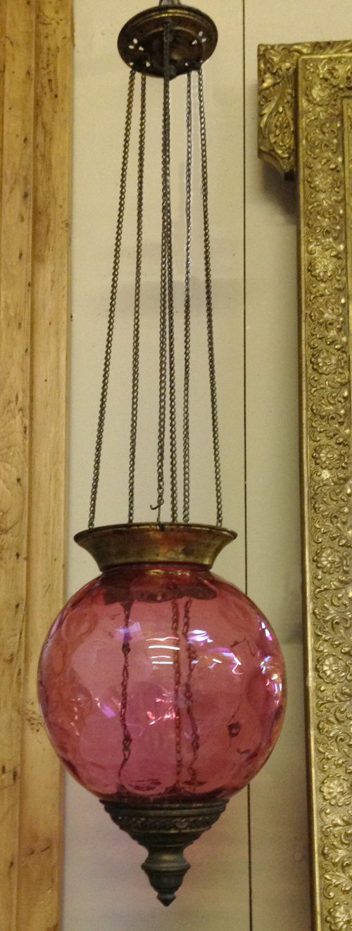 french antique cranberry glass lantern